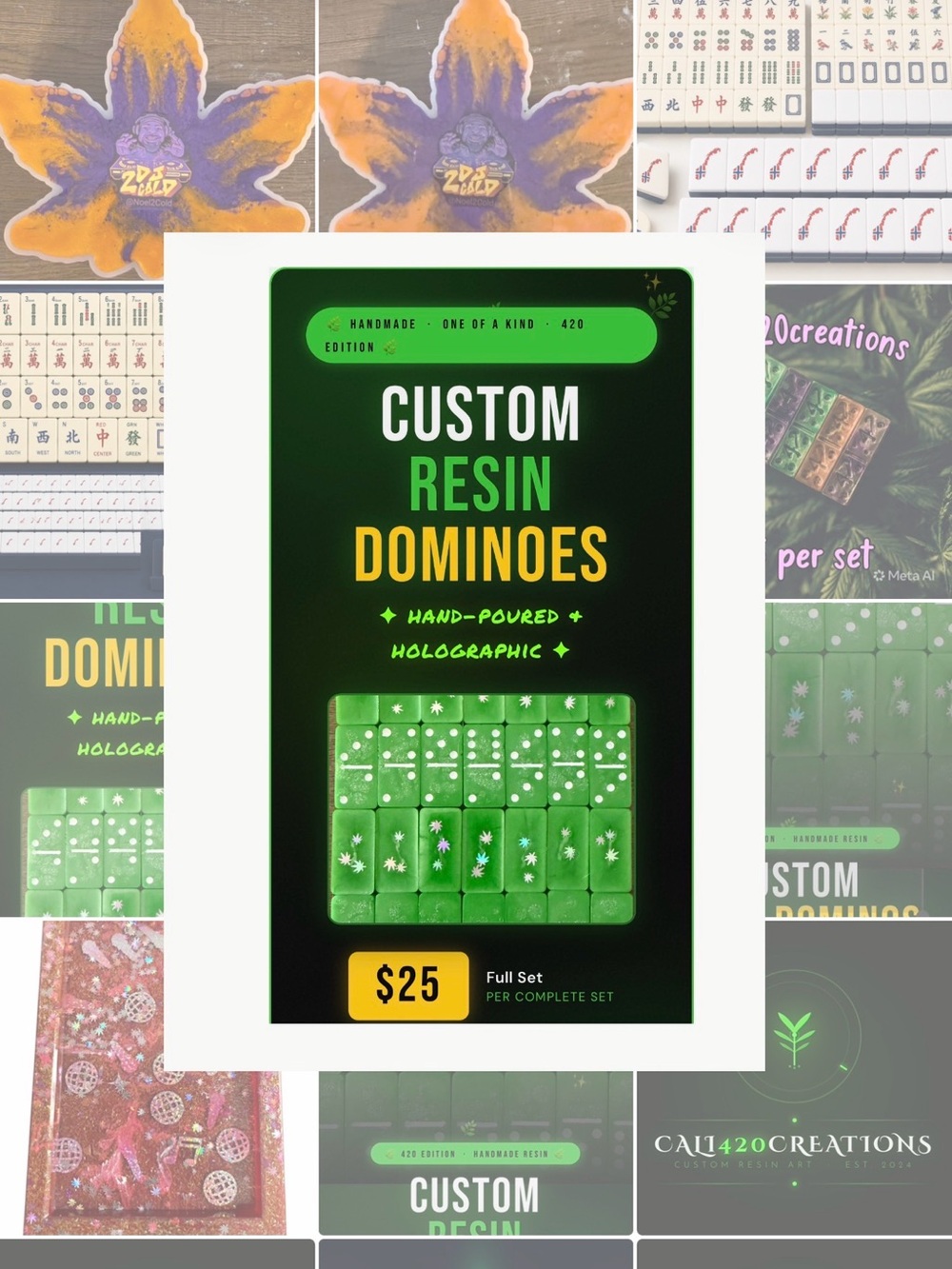 Custom Resin Dominoes - 420 Theme - Made to Order
